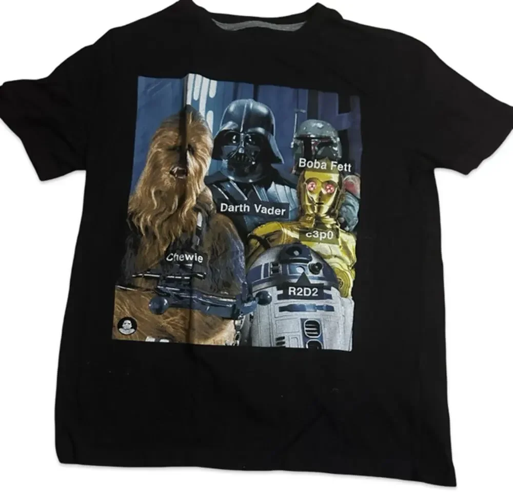 Old Navy Star Wars Boys T-Shirt Size 8 Black Darth Vader R2-D2 Graphic Tee